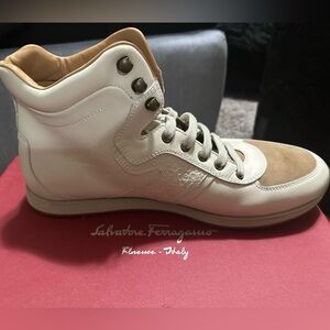 Ferragmo Stanley Cream Hitop Sneaker